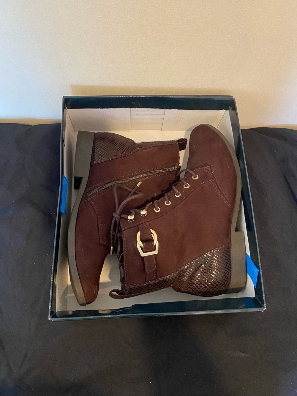 Karen Scott brown Lace-Up Ankle Booties with Buckle